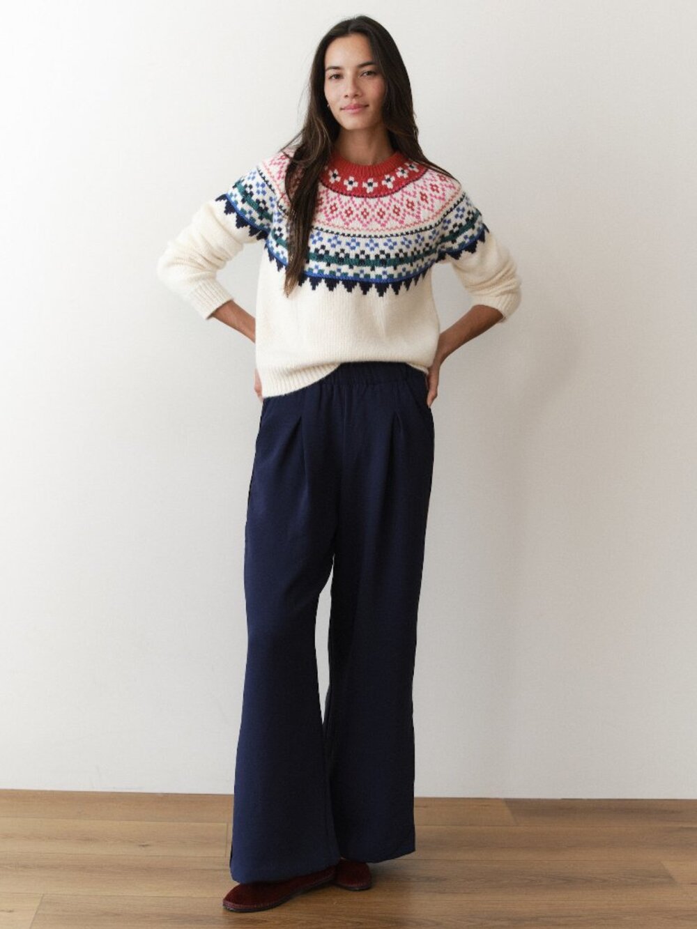 Marine Layer Fiorella Crewneck Sweater XS Multi Fair Isle Wool Alpaca
